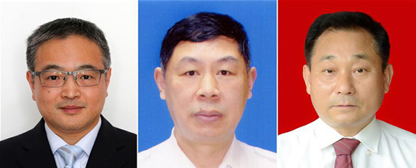 图为黄群、宋月才、姜开斌三位同道的肖像（由左至右）。